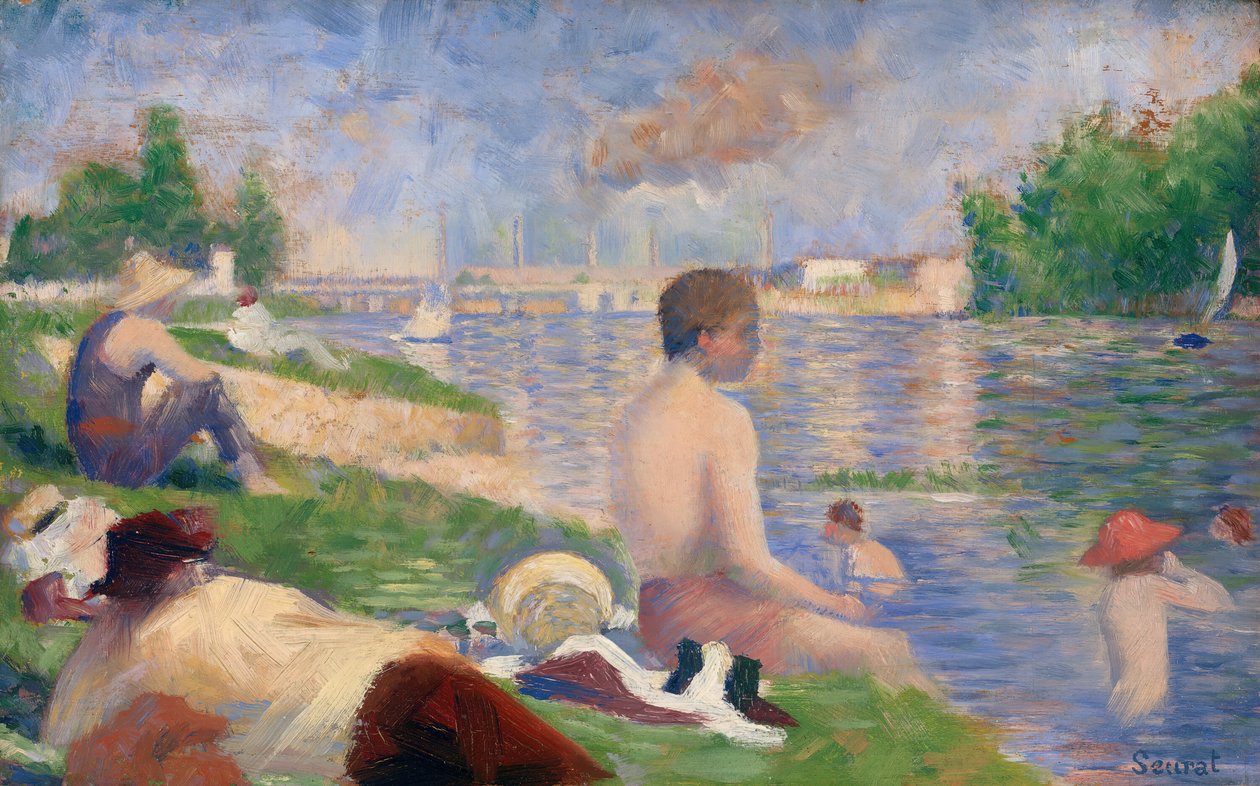 Lopullinen tutkimus kylpejille Asnièresissa, 1883. tekijältä Georges Pierre Seurat
