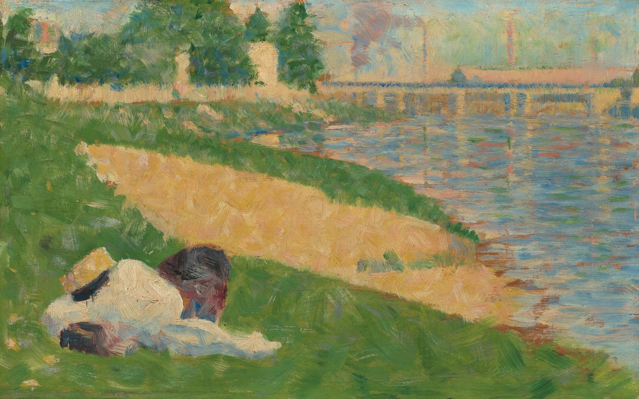 Seine ja vaatteet rannassa Tutkimus kylpyläisille Asnièresissa, 18831884. tekijältä Georges Pierre Seurat