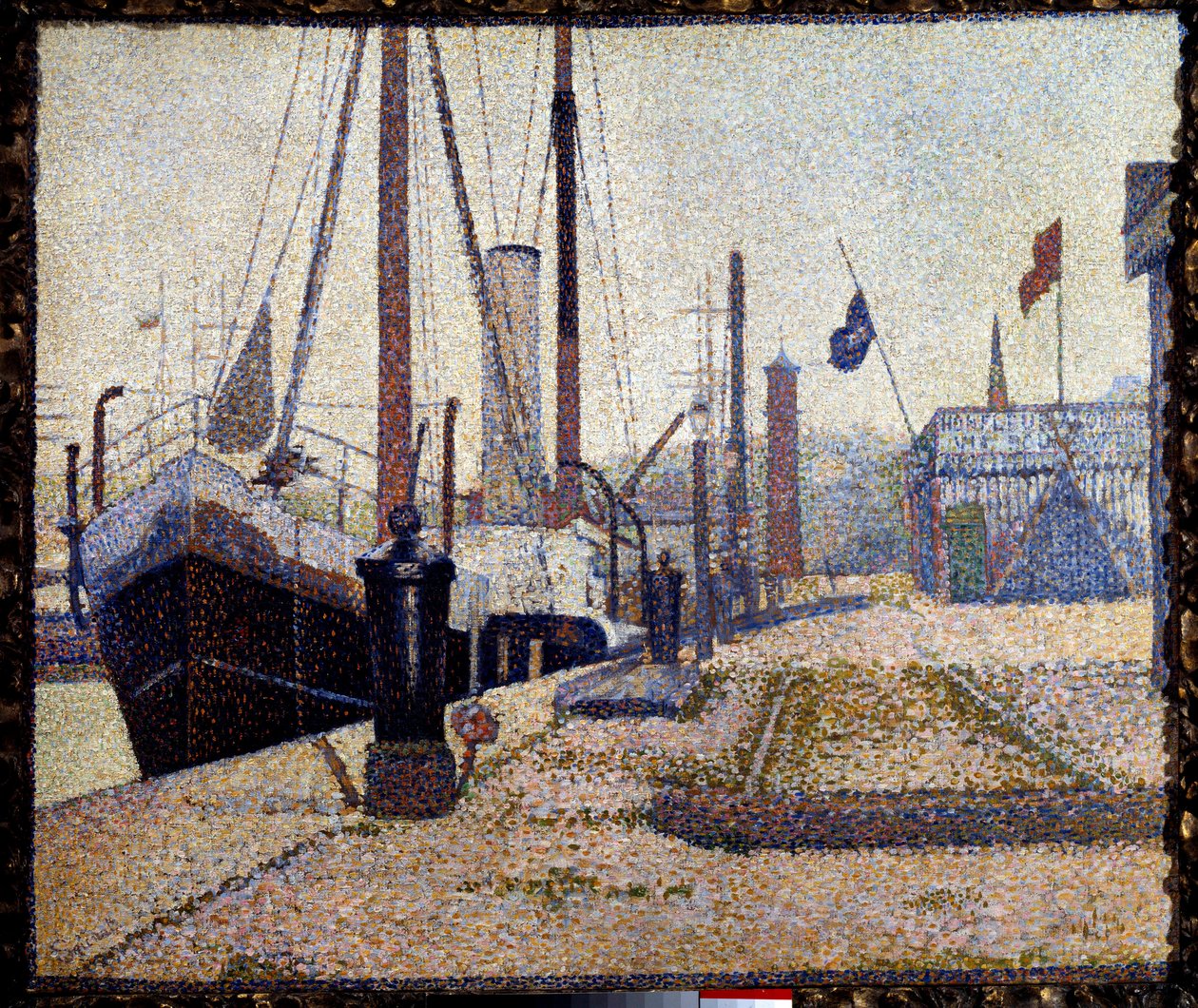 Purjevene La Maria Honfleurin satamassa tekijältä Georges Pierre Seurat