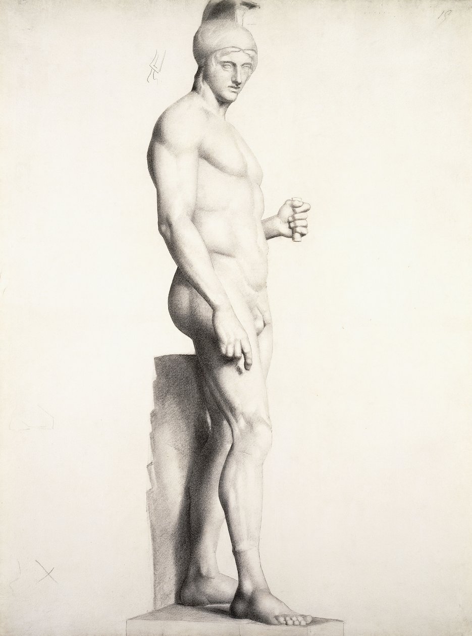 Soturi kypärässä, profiilissa, 1875-1878 tekijältä Georges Pierre Seurat