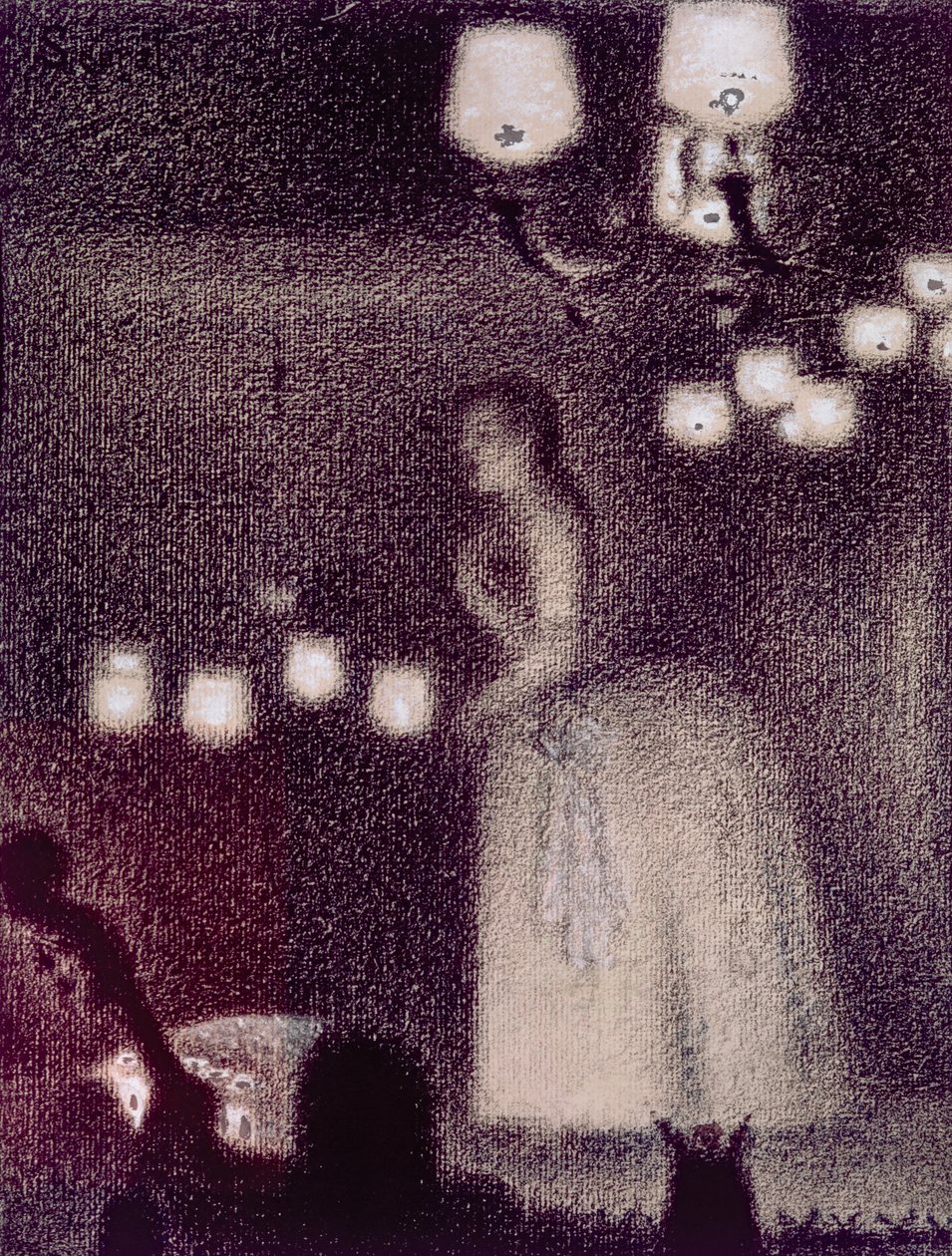 Edenin konsertissa, 1886-7 (konttiliitu, guassi, liitu ja muste paperille) tekijältä Georges Seurat
