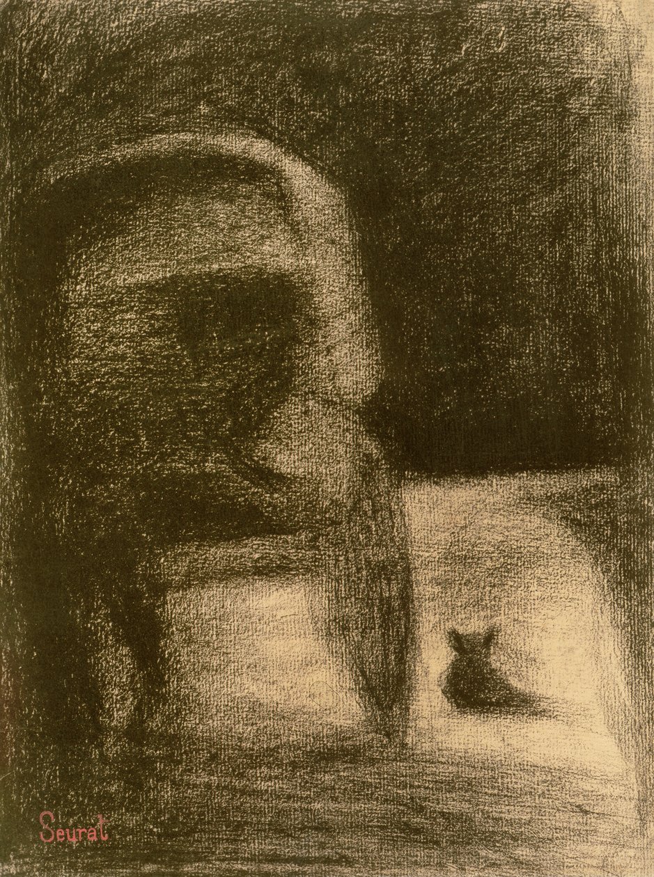 Kuljetus ja koira, n. 1882-1884 (Conté värikynä paperilla) tekijältä Georges Seurat