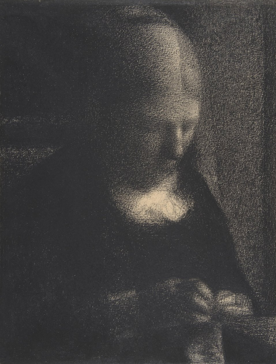 Kirjonta; Taiteilijaäiti, 1882-83 (kontekstiiliväri Michallet-paperille) tekijältä Georges Seurat