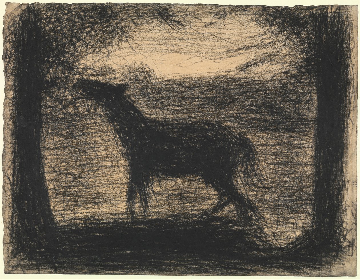 Varsa (The Foal), 1882-83 (konttivärikynä lyötyyn paperiin) tekijältä Georges Seurat
