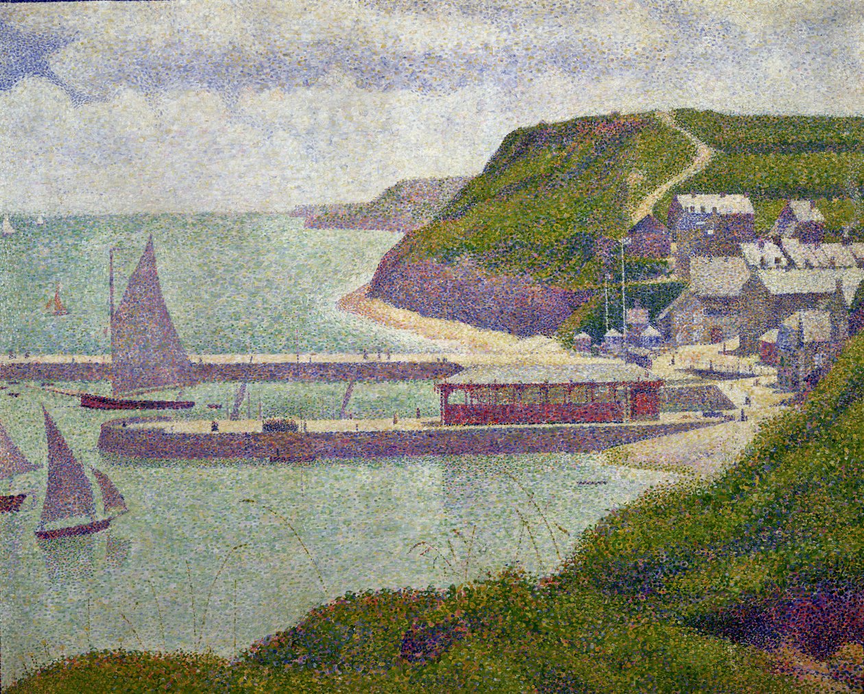 Port-en-Bessinin satama nousuveden aikaan, 1888 tekijältä Georges Seurat