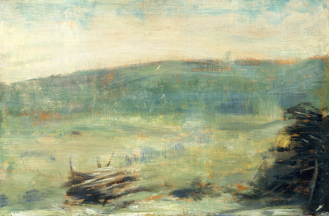 Maisema Saint-Ouenissa, 1878-79 (Öljy puulle) tekijältä Georges Seurat