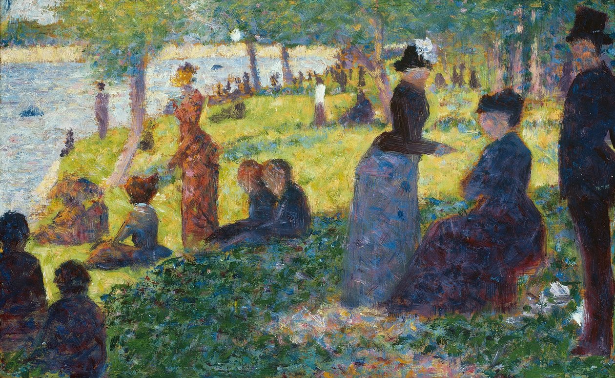 Öljypiirros elokuvalle "A Sunday on La Grande Jatte — 1884" tekijältä Georges Seurat