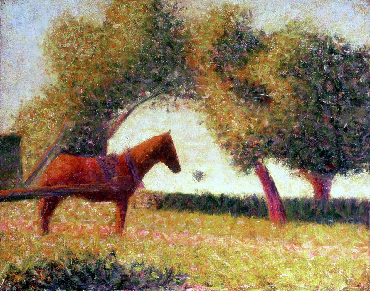 Valjastettu hevonen, 1883 tekijältä Georges Seurat