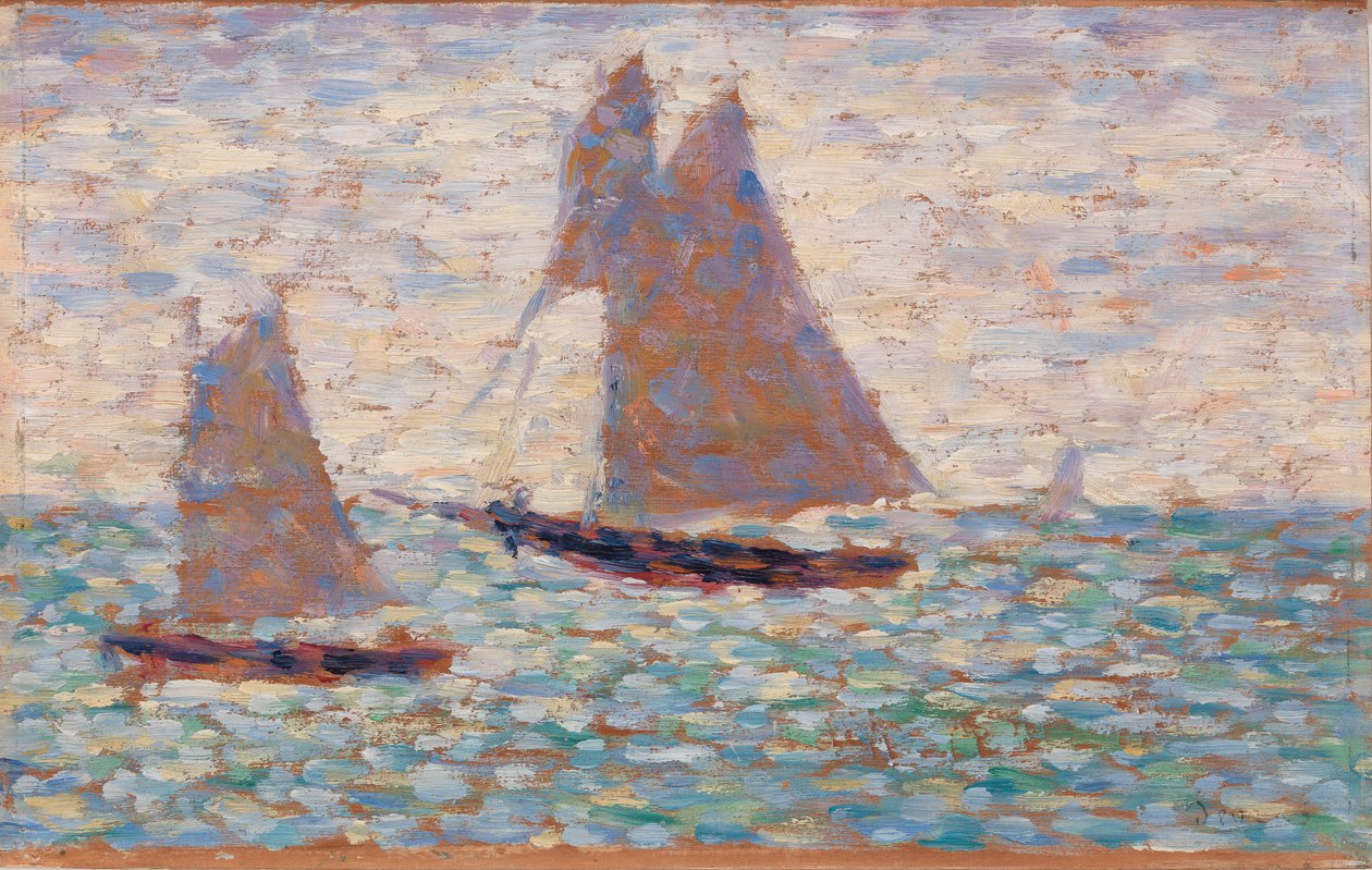 Kaksi purjevenettä Grandcampissa tekijältä Georges Seurat