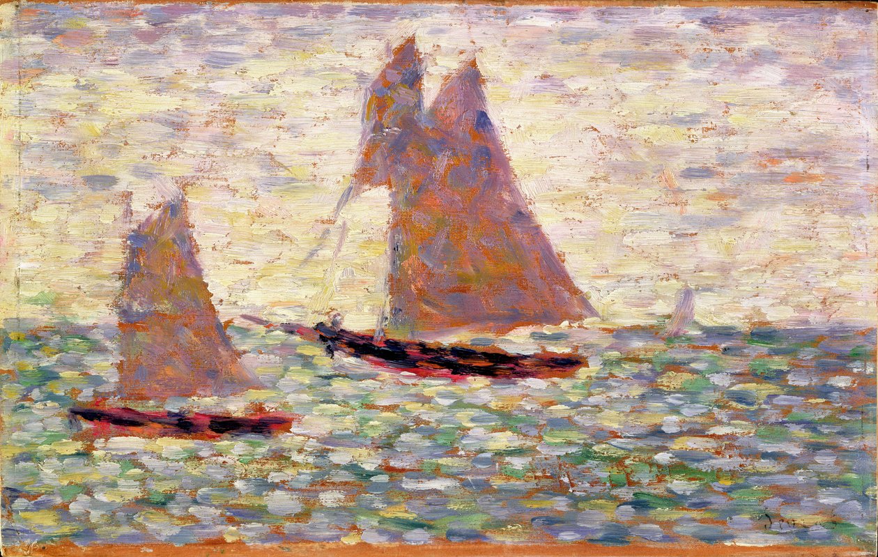 Kaksi purjevenettä Grandcampissa, n. 1885 tekijältä Georges Seurat