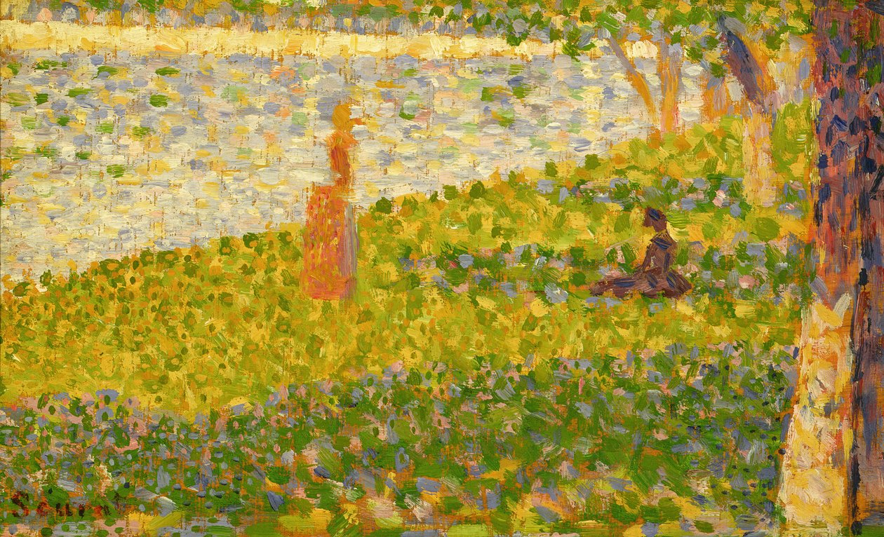 Naiset joen rannalla, La Grande Jatte -tutkimus, n. 1885-1886 tekijältä Georges Seurat