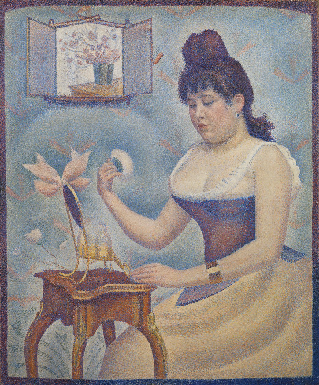 Nuori nainen puuterimassa itseään, n. 1888-1890 tekijältä Georges Seurat
