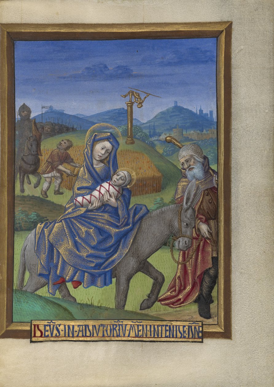 Pako Egyptiin tuntikirjaan Ms. 48 fol. 67, n. 1480-90 (tempera, lehtikulta ja muste pergamentilla). tekijältä Georges Trubert