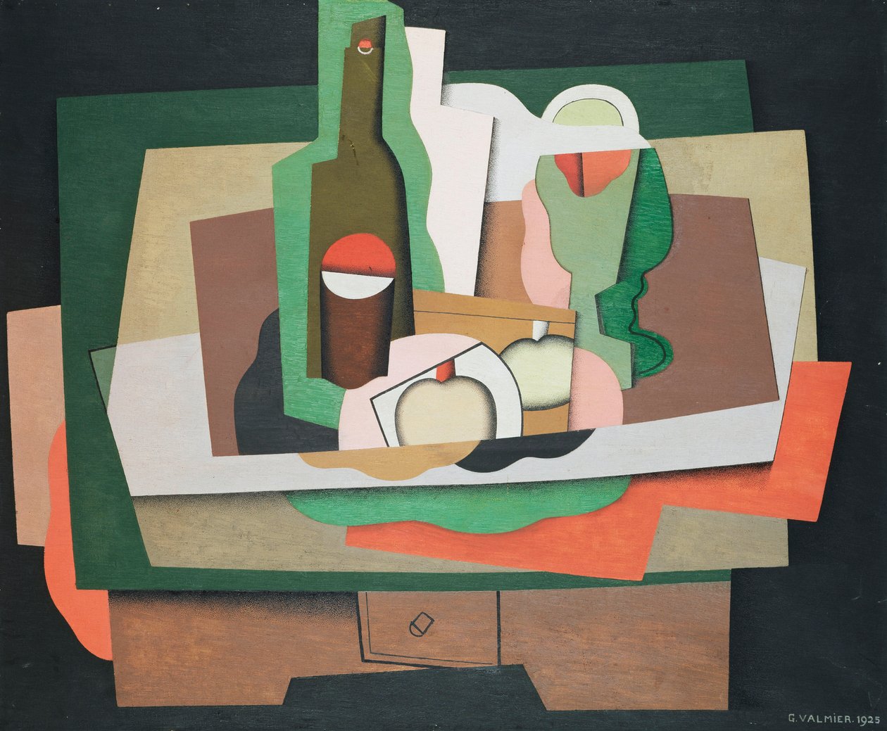 Asetelma pöydällä; Asetelma pöydällä, 1925 tekijältä Georges Valmier