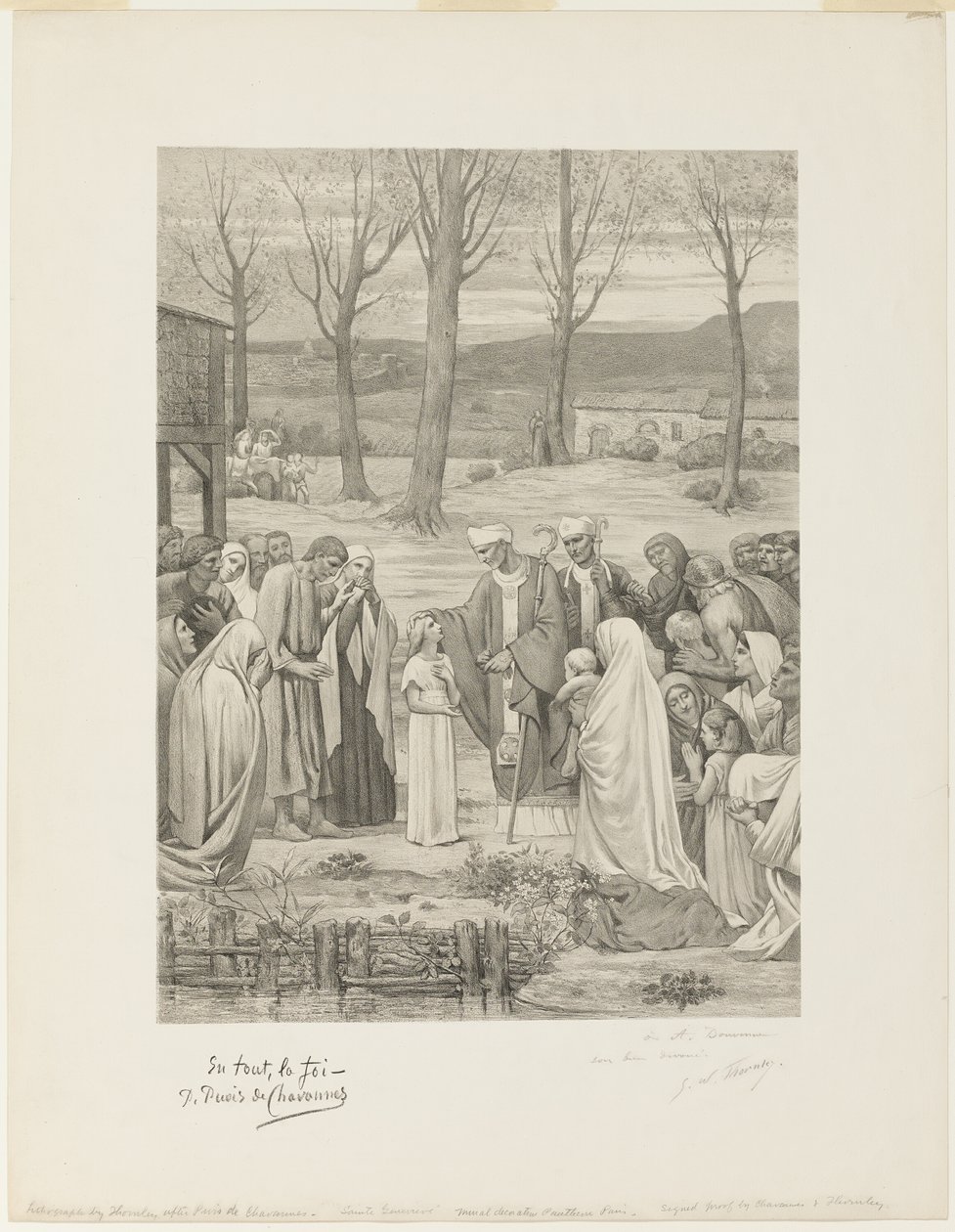 Saint Genevièven pastoraalielämä (keskimmäinen paneeli) tekijältä Georges William Thornley