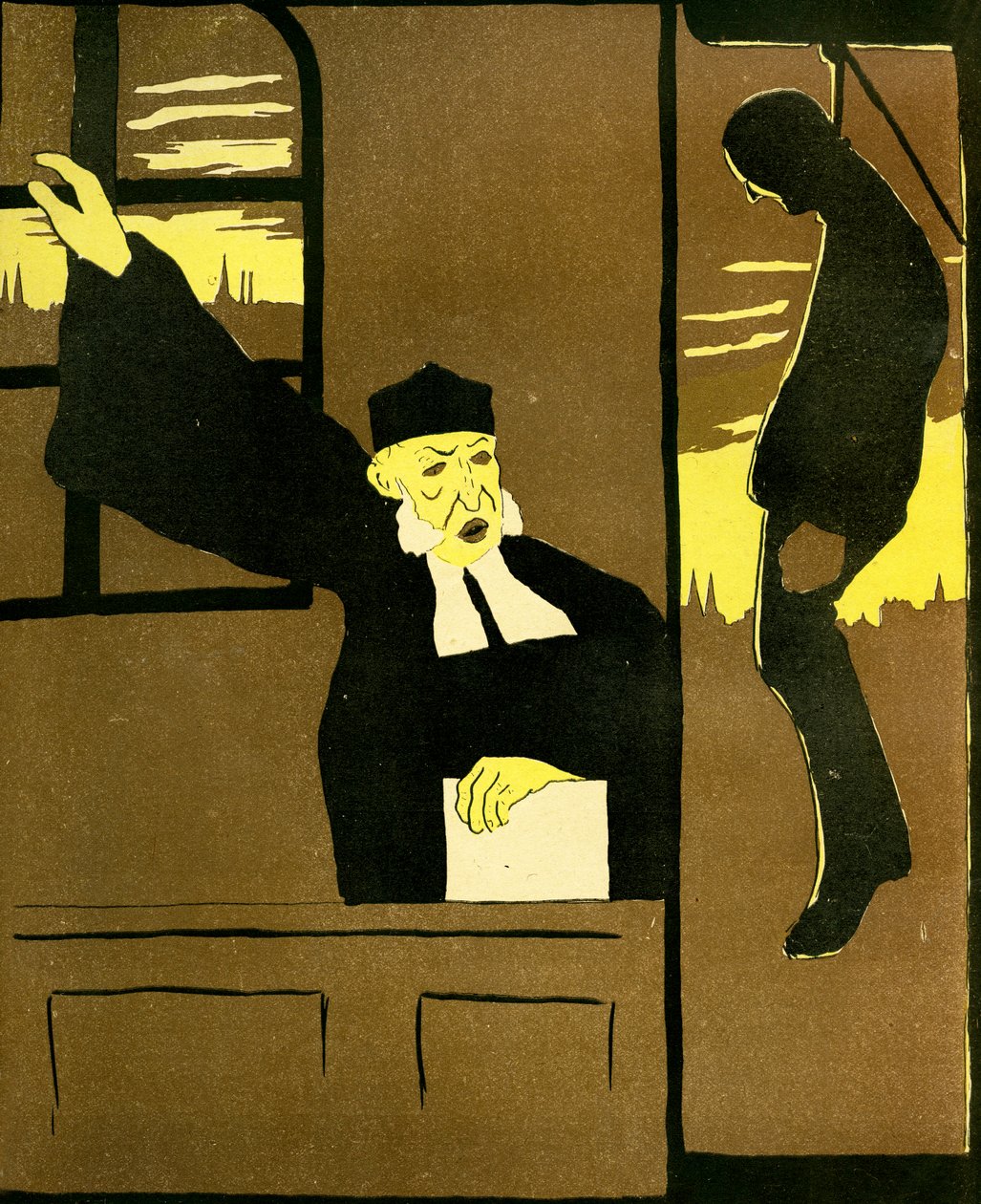 Belgialainen tuomari tuomitsi miehen hirtettäväksi, 1904. tekijältä Georges d 1878 1937 Ostoya