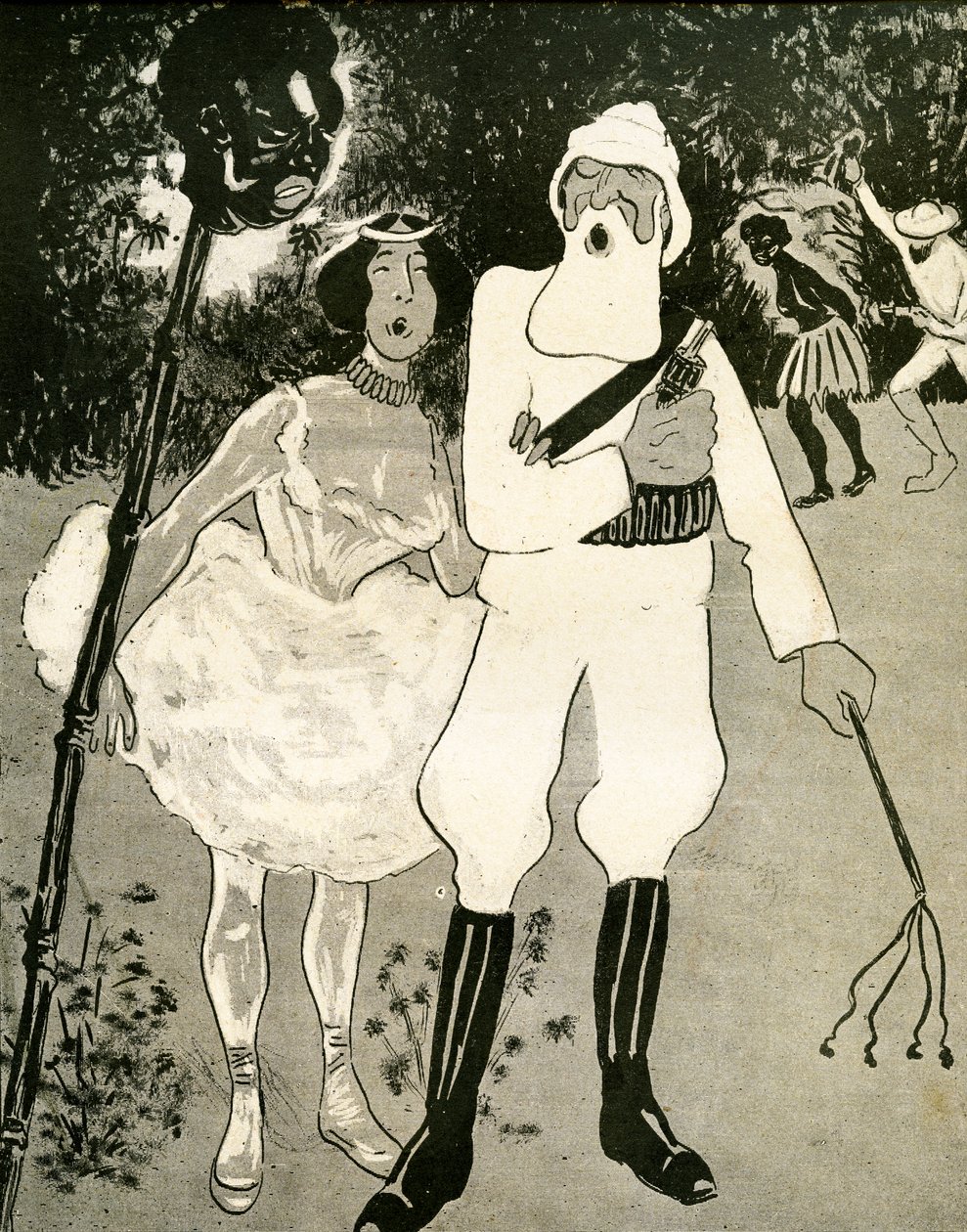 Leopold II ja Cleo de Merode laulavat operettiduettoa, 1904. tekijältä Georges d 1878 1937 Ostoya