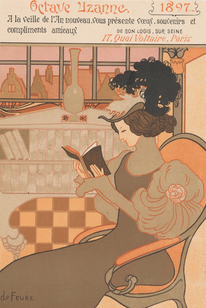 Uudenvuodentoivotukset vuodelle 1897 Octave Uzannelta, 1896 tekijältä Georges de Feure