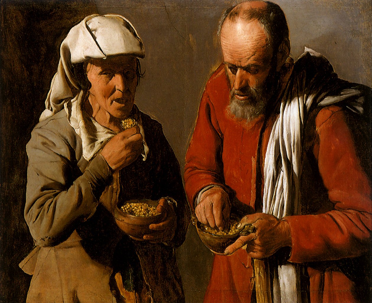 Talonpoikapariskunta syömässä, 1621 tekijältä Georges de La Tour