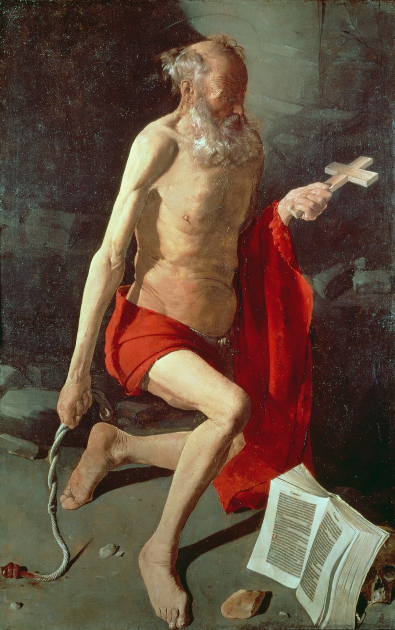 Pyhä Hieronymus, noin 1620 tekijältä Georges de La Tour