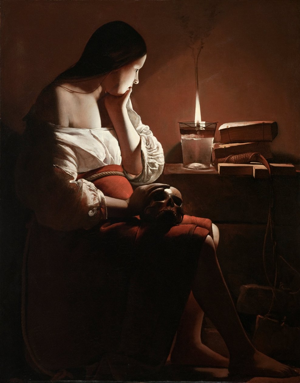 Magdaleena savuavan liekin kanssa tekijältä Georges de La Tour