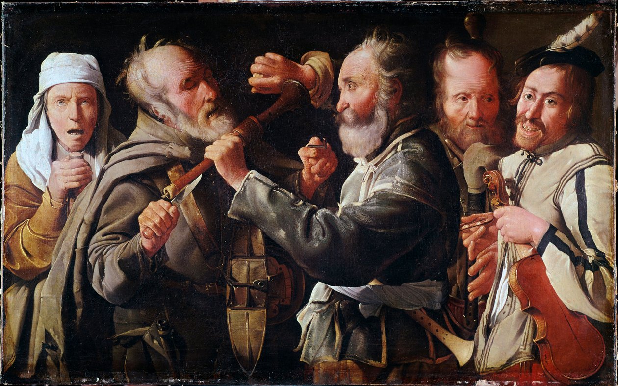 Tappelu muusikoiden välillä (öljy kankaalle tekijältä Georges de La Tour