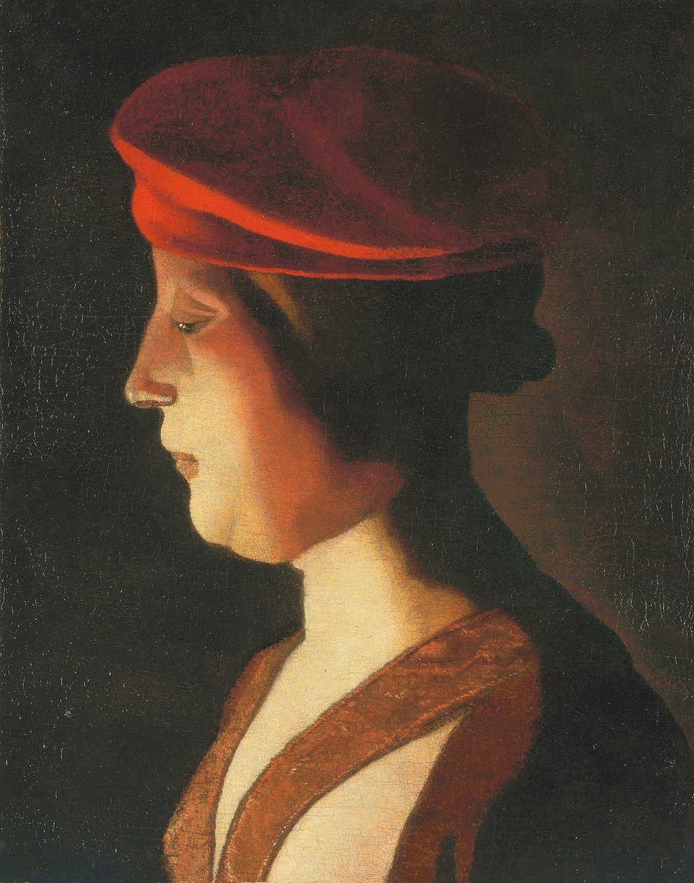 Naisen pää; fragmentti (öljy kankaalle) tekijältä Georges de La Tour