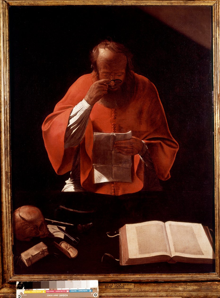 Edustus Saint Jeromesta lukemassa Georges de la Tourin maalausta tekijältä Georges de La Tour
