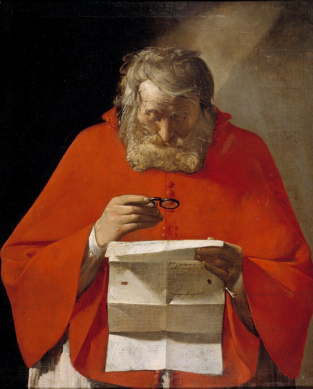 Sant Jeroni llegint una carta - Oli sobre tela de Georges de La Tour (1593-1652), c1628-1629 - Museu del Prado, Madridfinès tekijältä Georges de La Tour