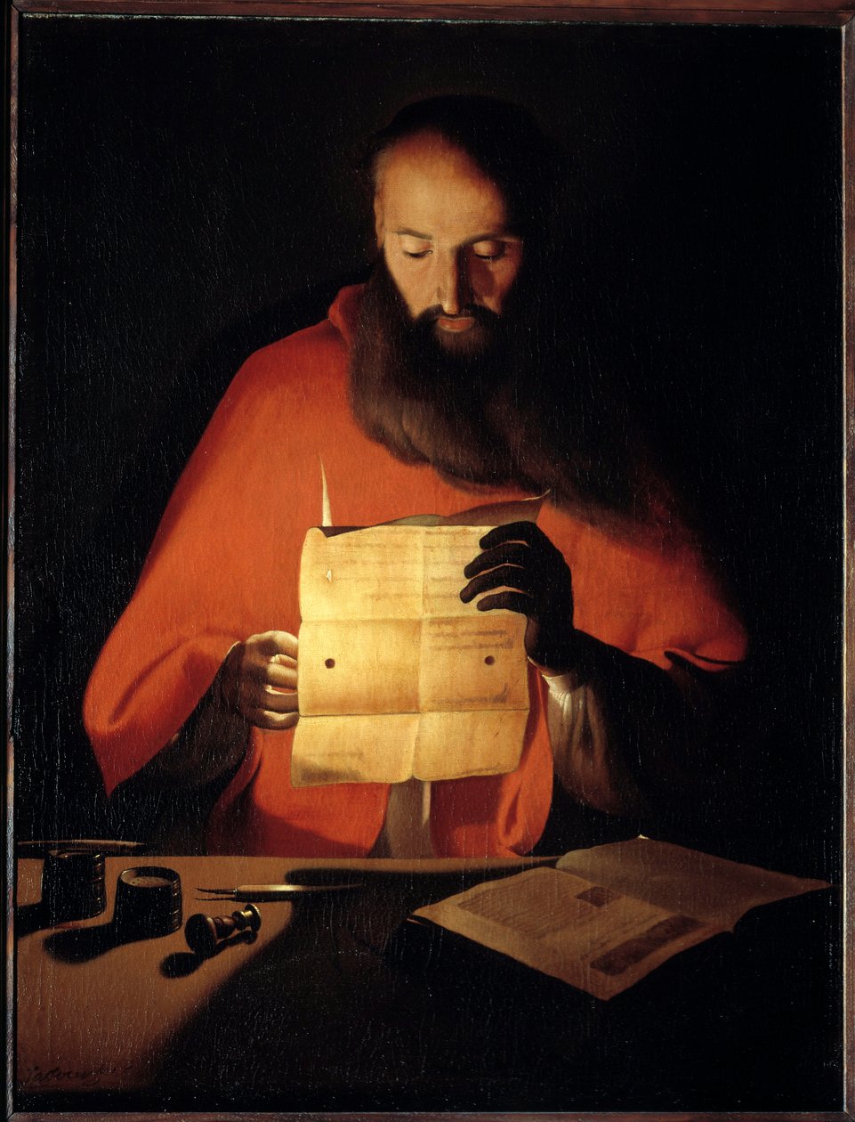 Pyhä Hieronymus lukemassa. Georges De La Tourin maalaus (1593-1652) tekijältä Georges de La Tour