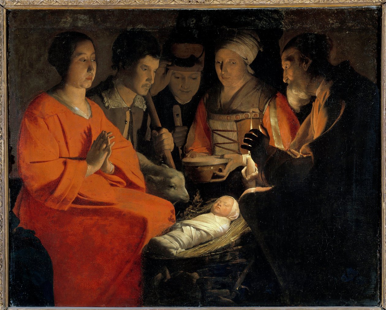 Georges de La Tourin (1593-1652) maalaus Paimenten palvonta 1600-luvun su. 1,07x1,31 m tekijältä Georges de La Tour