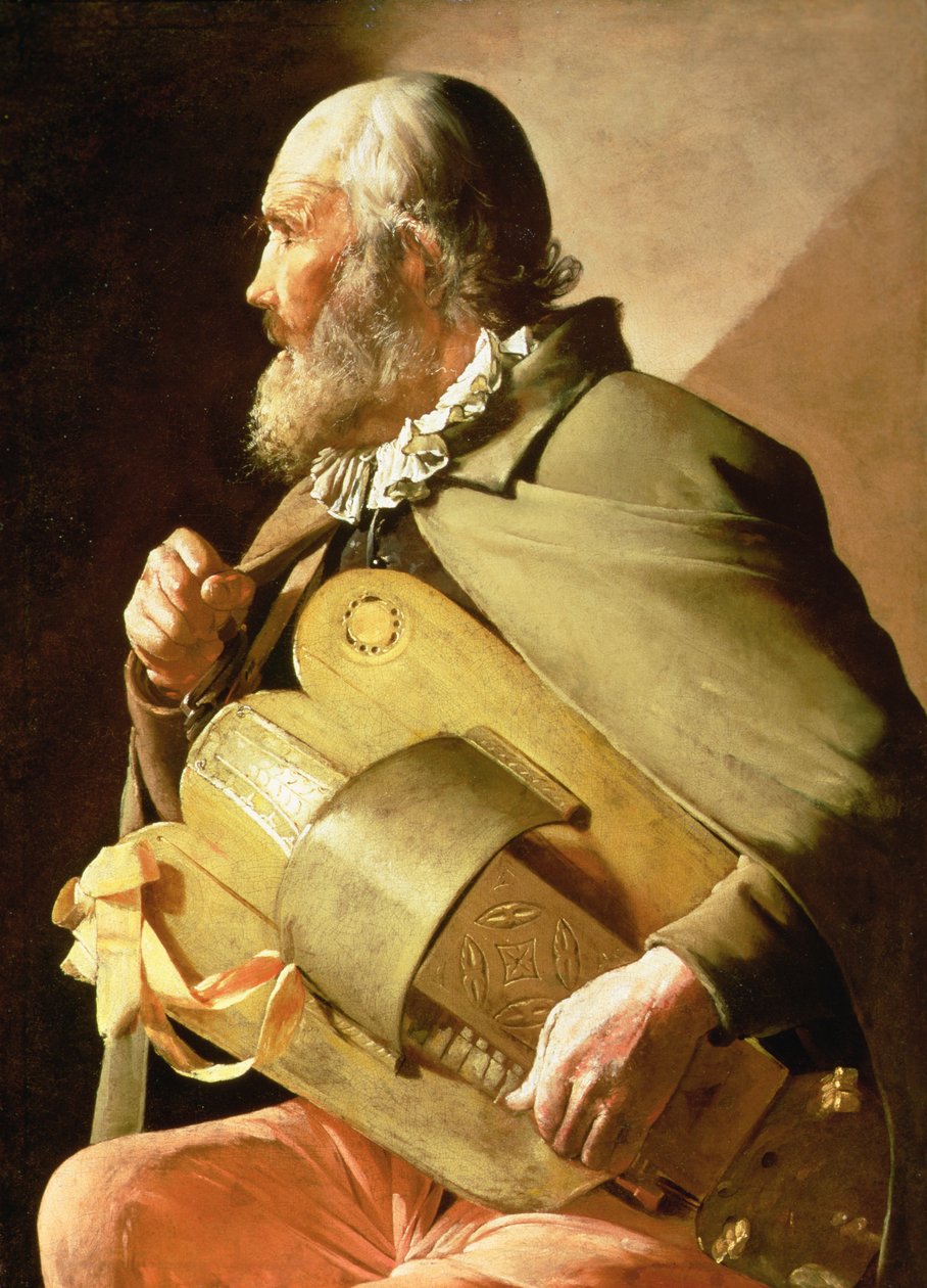 The Blind Hurdy Gurdy Player (öljy kankaalle) tekijältä Georges de La Tour