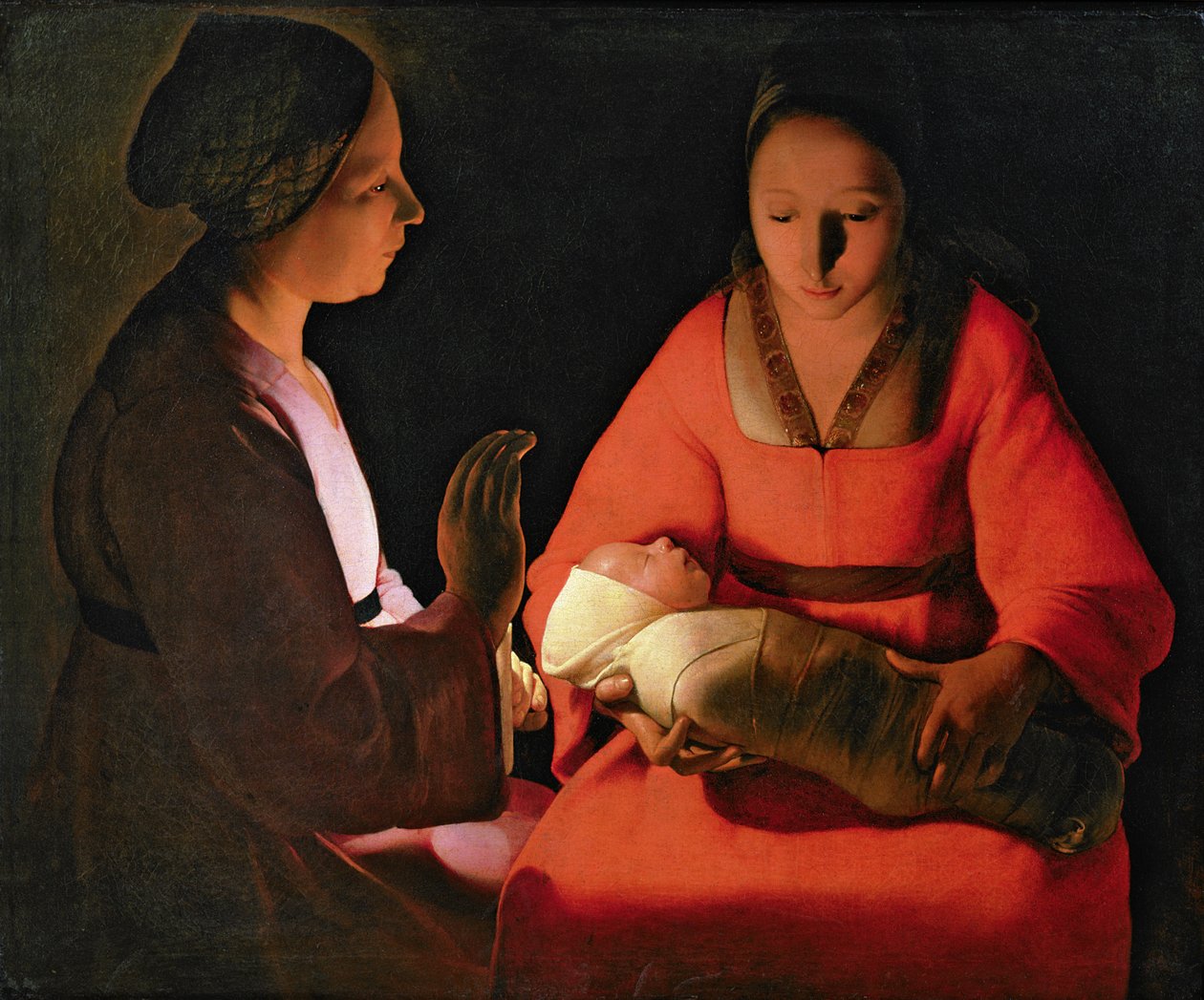 Uusi syntynyt lapsi, 1640-luvun loppu (öljy kankaalle) tekijältä Georges de La Tour