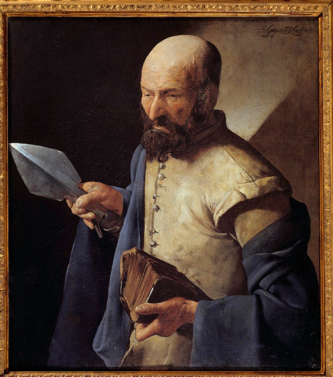 Georges de la Tourin (1593-1652) apostoli Saint Thomas maalaus 1600-luvun su. 0,51x0,71 m tekijältä Georges de La Tour