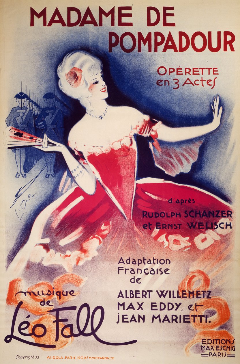 Cartell de Madame De Pompadour, opereta, adaptació francesa d