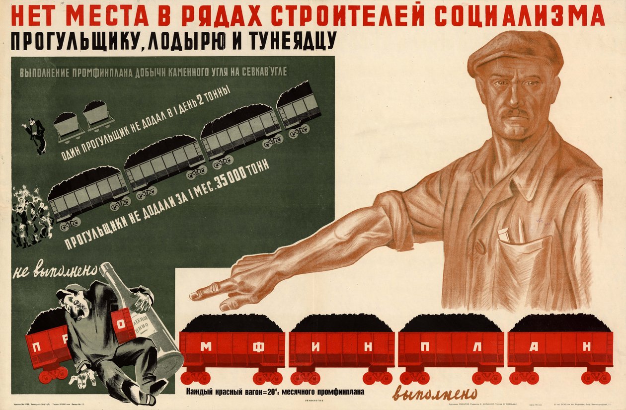 Sosialismin rakentajien riveissä ei ole sijaa loisille, 1933. tekijältä Georgi Nikitich Pikalov