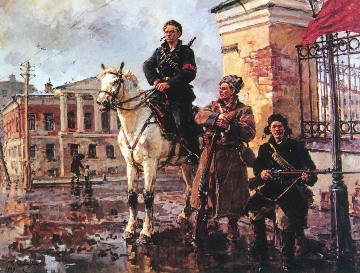 "Lokakuun vallankumouksen ensimmäiset päivät", Venäjä, 1917 1949 tekijältä Georgi Savitsky