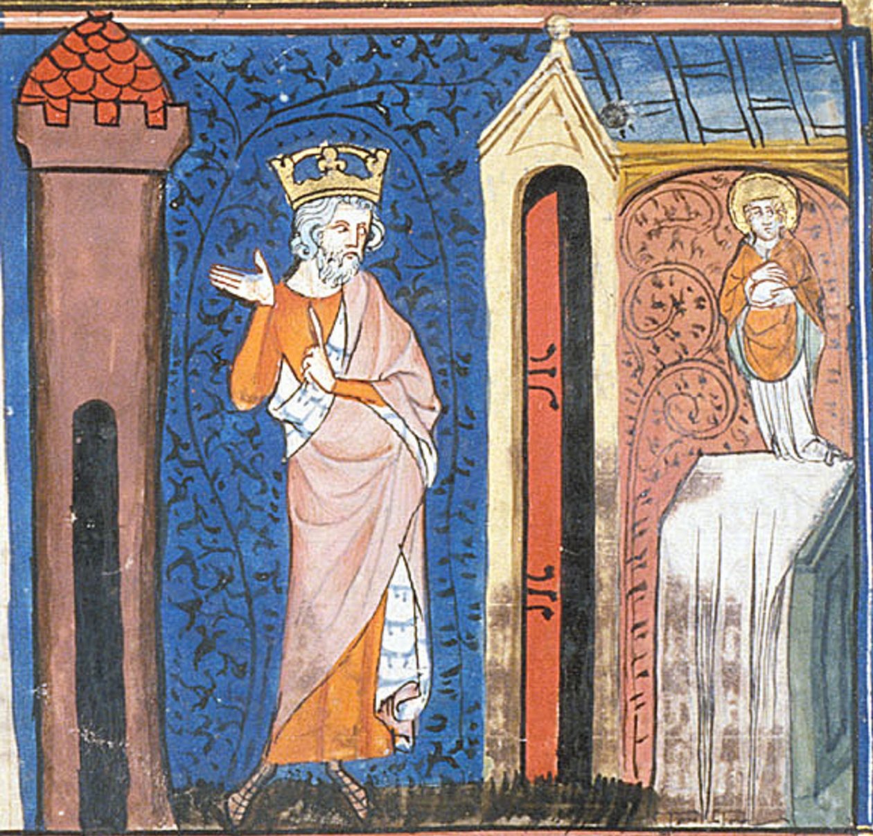 Kaarle Suuri kunnioittaa Pyhää Denistä, lähteestä Chroniques de France ou de St Denis, 1300-luku (22702899392). tekijältä Georgia Levan Ramishvili from Tbilisi
