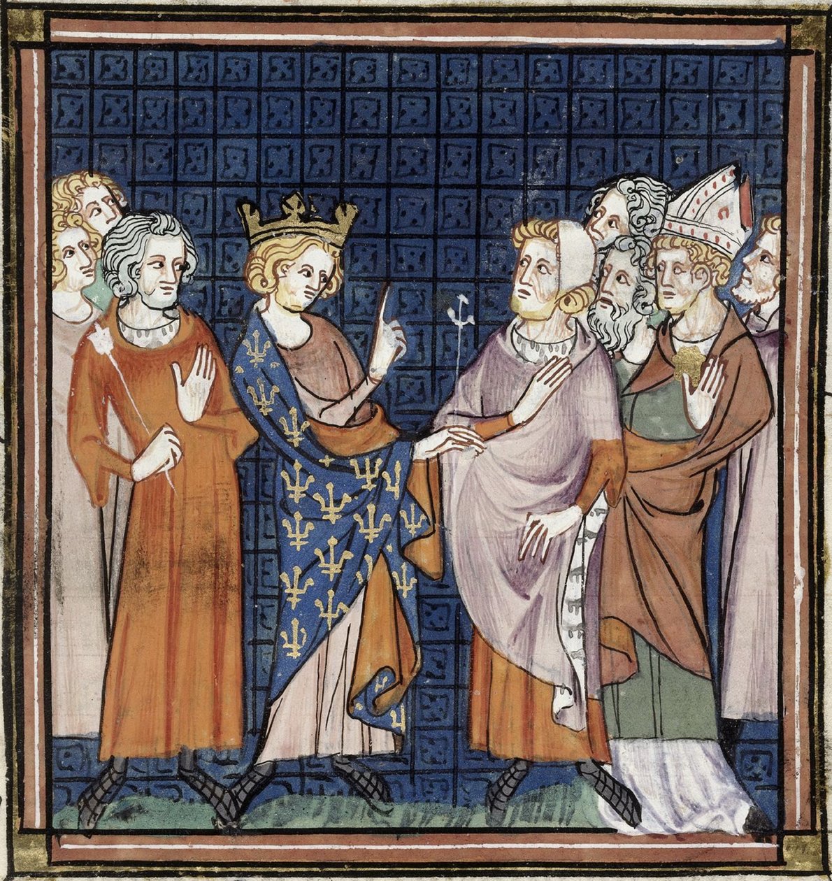 Reimsin neuvosto, Grandes chroniques de France, Royal 16 G VI f.258, noin 1332-1350 (22093699984). tekijältä Georgia Levan Ramishvili from Tbilisi