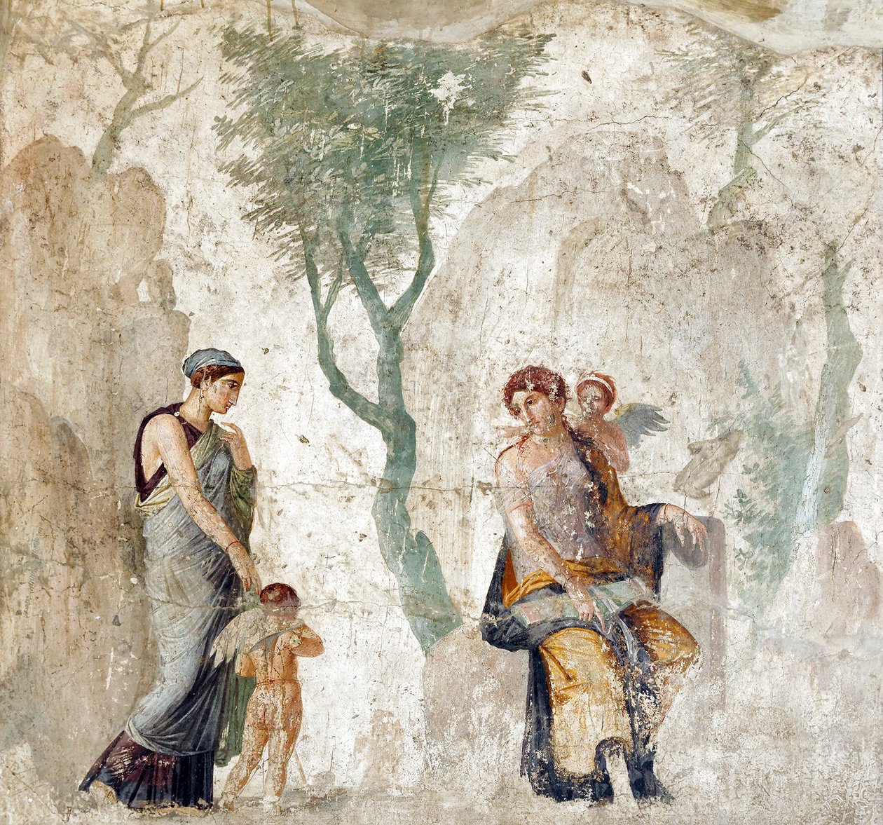 Peithon tuoma Eros Afroditelle, kun Anteros nauraa sille, että häntä rangaistaan väärän kohteen valinnasta, pompeijalainen fresko, noin 25 eaa. (28298194699) tekijältä Georgia Levan Ramishvili from Tbilisi