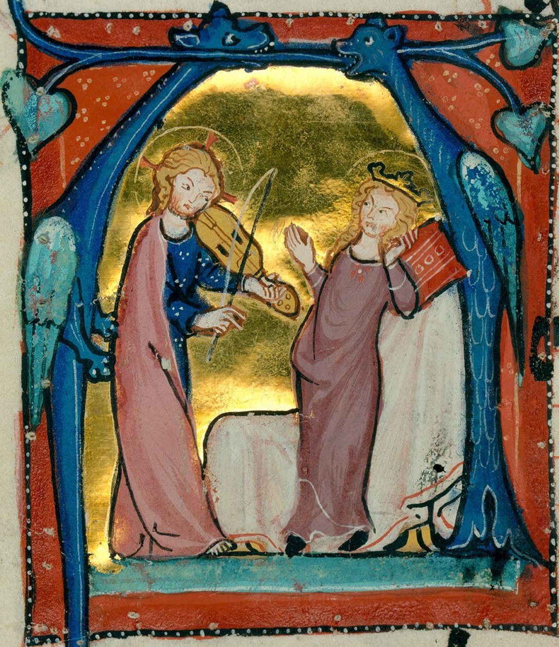 Jeesus soittaa musiikkia - sistertsiläinen antifonikirja (Delights Antiphonar), breisgau n. 1300 (Karlsruhe, Badenin valtion kirjasto, COD. St. Georgen 5, fol. 16 v) (46824974821). tekijältä Georgia Levan Ramishvili from Tbilisi