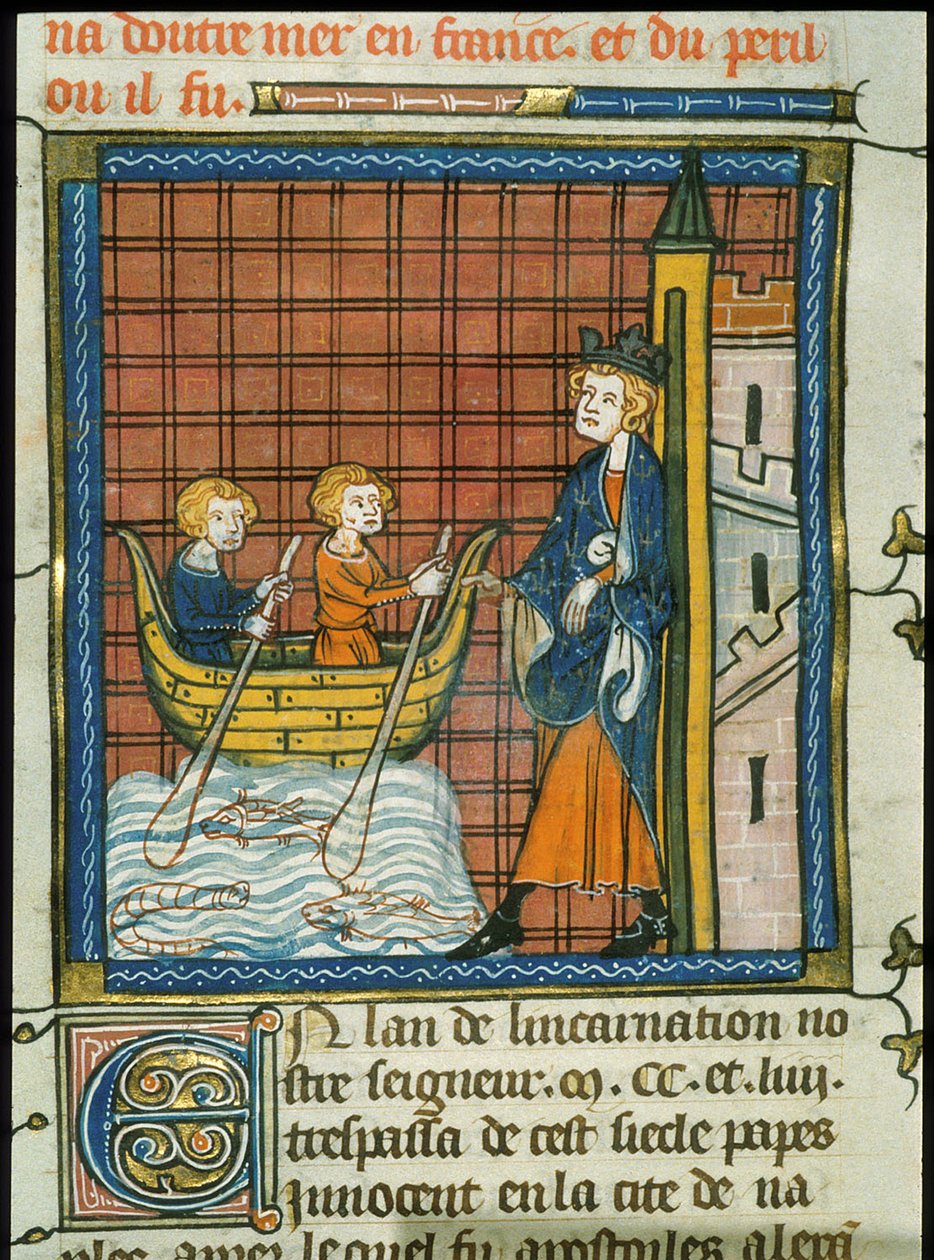Ludvig IX purjehtii Ranskaan, lähteestä Chroniques de France ou de St Denis, 1300-luku (22093703934). tekijältä Georgia Levan Ramishvili from Tbilisi