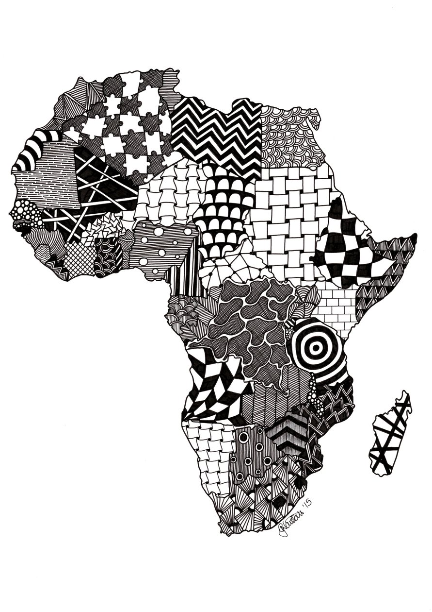 Afrikka, 2015 (muste bristol-kartongille) tekijältä Georgina Naisbitt