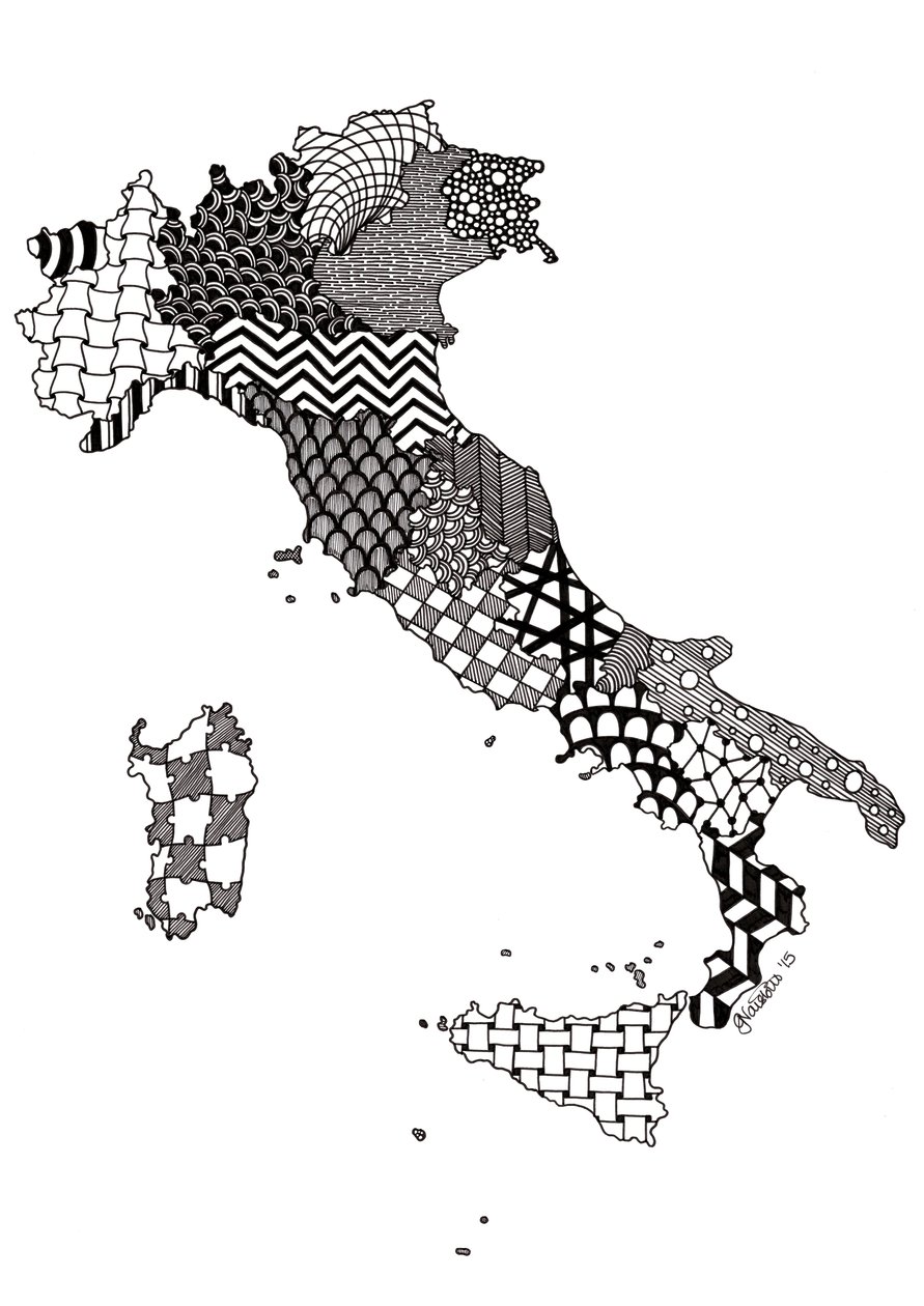Italia, 2015 (muste bristol-kartongille) tekijältä Georgina Naisbitt