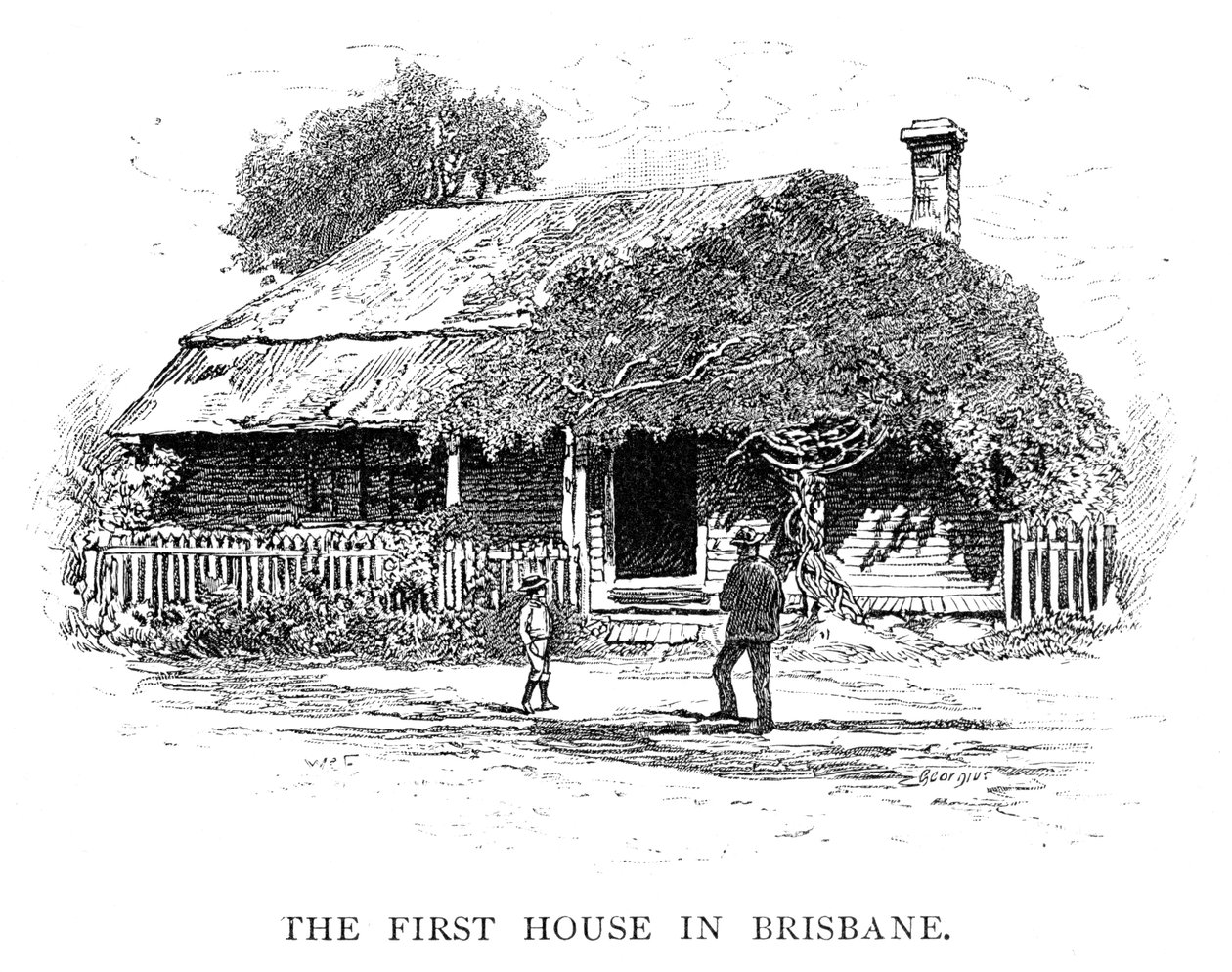 "The First House In Brisbane", Australia, 1886. tekijältä Georgius