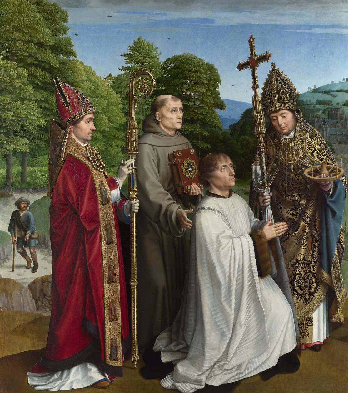 Kaanon Bernardijn Salviati ja kolme pyhää tekijältä Gerard David