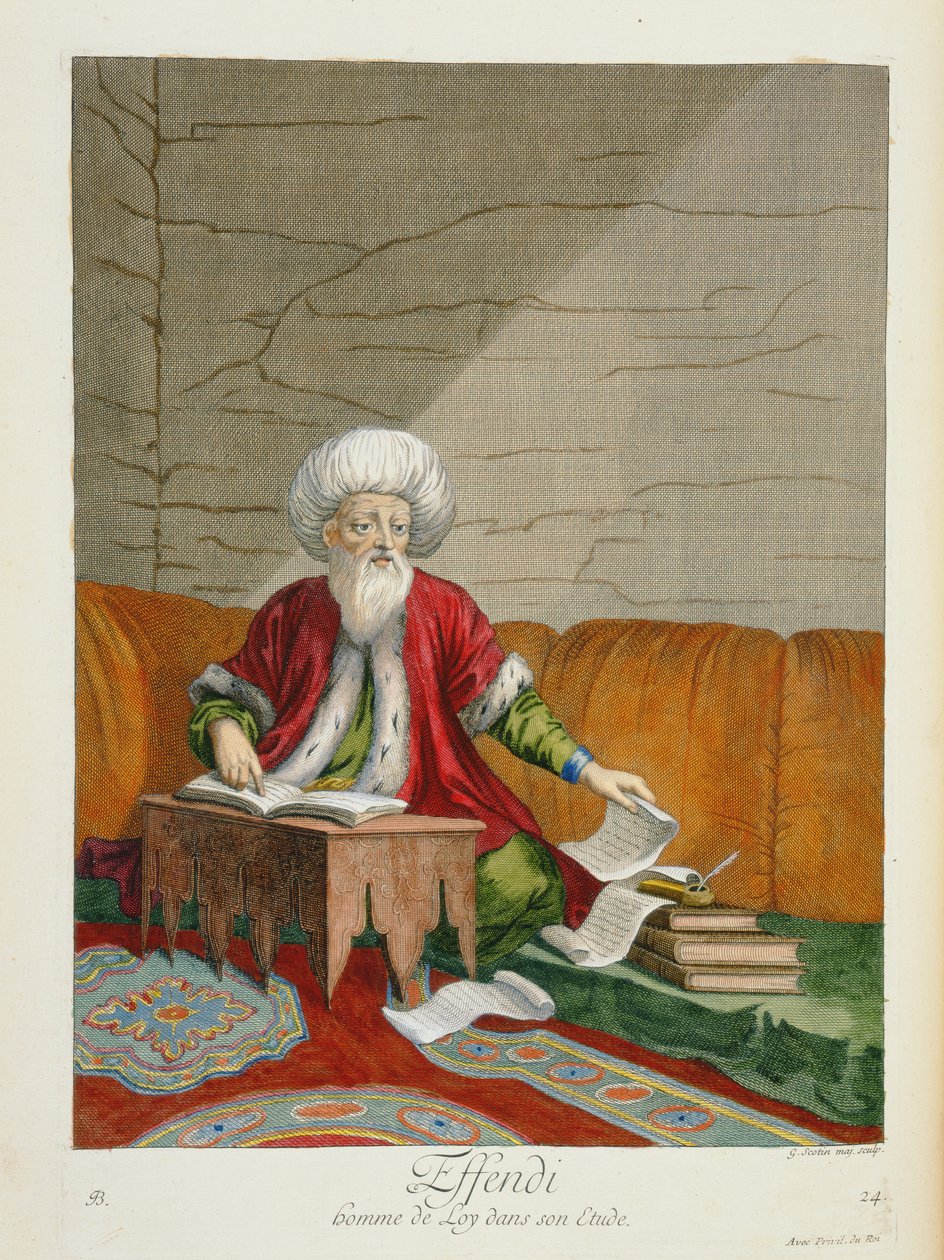 Effendi, lakimies työhuoneessaan, 1700-luku tekijältä Gerard Jean Baptiste Scotin