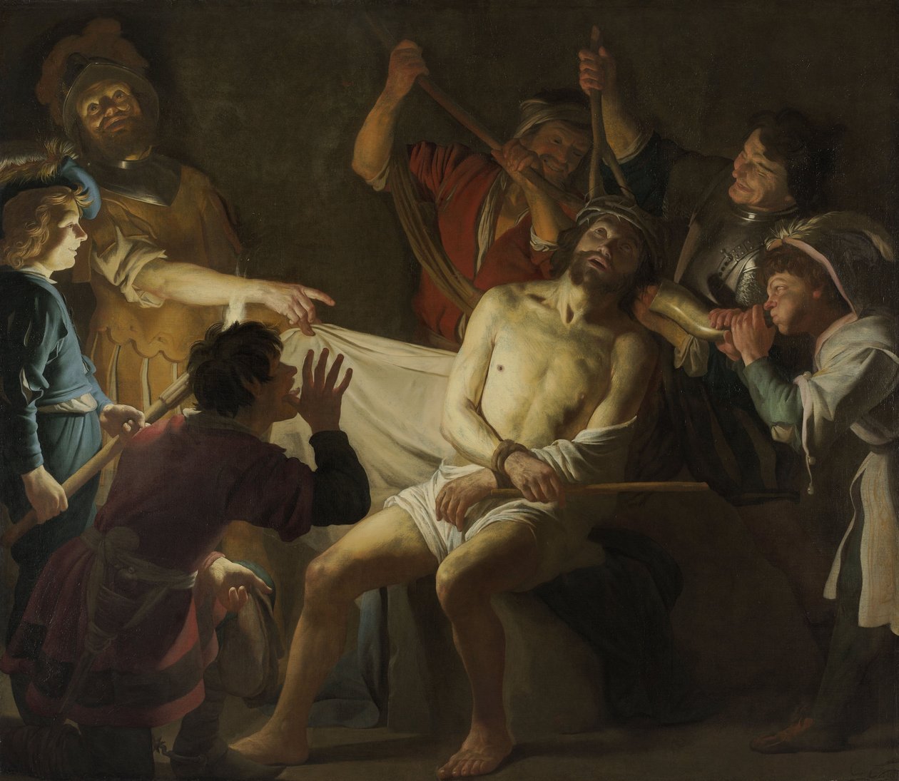 De doornenkroning van Jezus tekijältä Gerrit van Honthorst