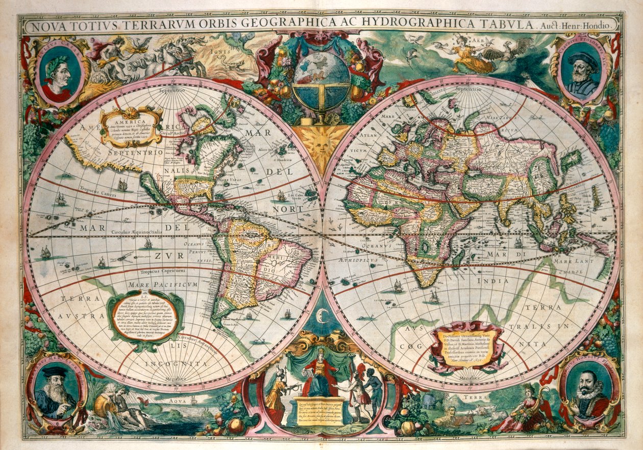 Maailmankartta, Amsterdam 1633 tekijältä Gerard (after) Mercator