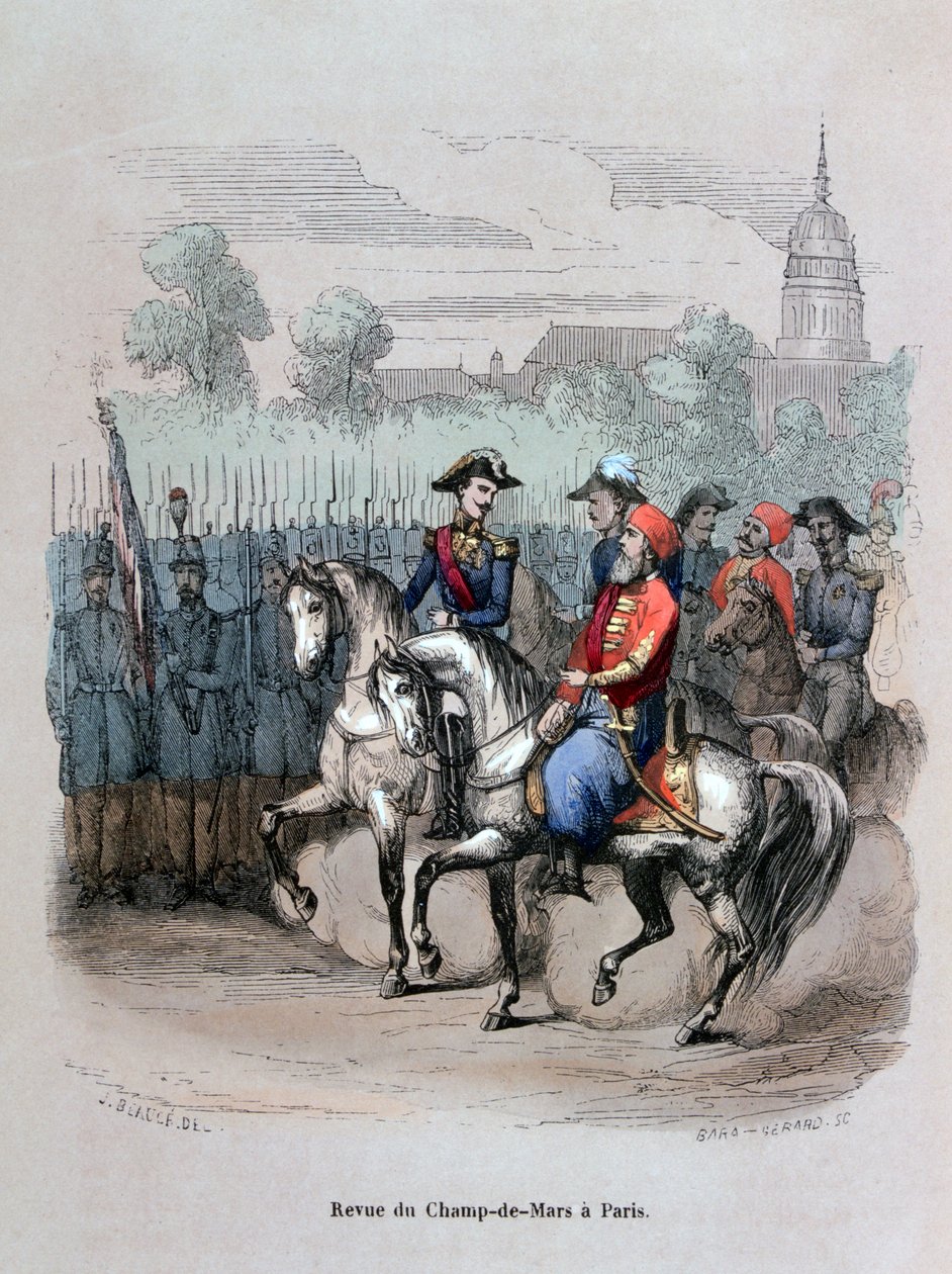 "Military Review with Ibrahim Pacha, Champ de Mars, Paris", c1846 1847 tekijältä Gerard Corbiau